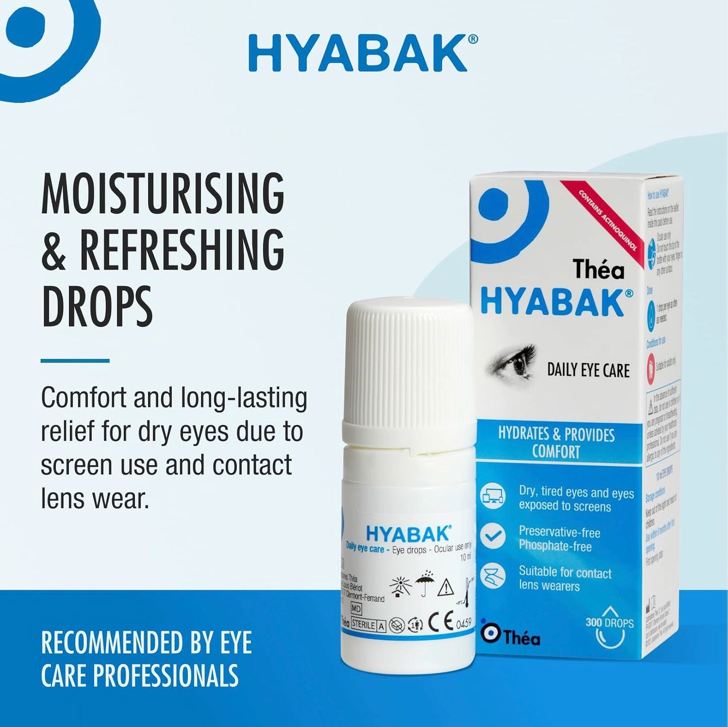Hyabak Eye Drops 10ml – dry eye relief made in France, available in USA